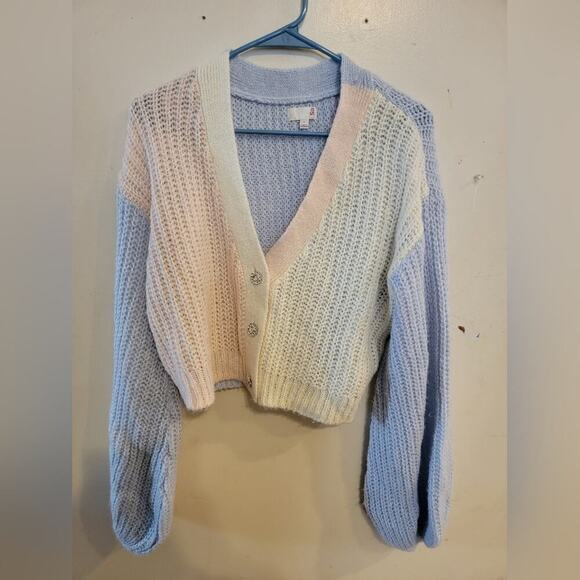 Juniors  So 3 toned 3 Buttoned V-neck Sweater  Sweater Large - Picture 1 of 11